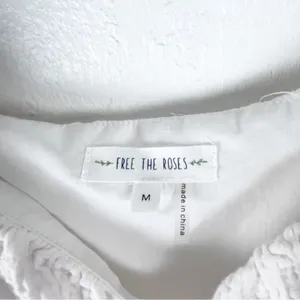 FREE THE ROSES 100% Cotton White Gauzy Tiered Lined Pockets Midi Dress Medium thumbnail 3
