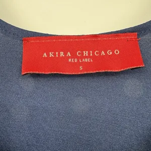 Akira Chicago Polka Dot Chiffon Hi-Lo Dress S Navy Sleeveless Nautical Old Money thumbnail 6