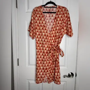 FAHERTY Willow Wrap Dress‎ Spiced Shibori Print Size S Linen Viscose Blend thumbnail 3