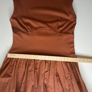 J Crew Bubble Hem Mixy Mini‎ Dress Large Terracotta Brown Old Money Mixed Media thumbnail 16