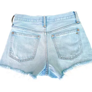 Madewell Light Wash Relaxed Denim Shorts w Frayed Raw Hems + Multi Button Fly 23 thumbnail 4