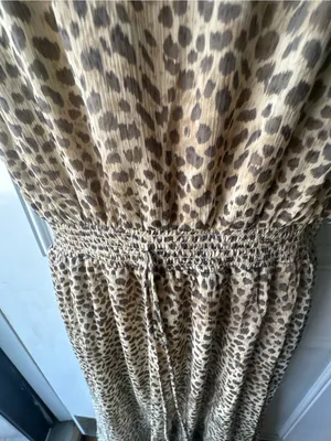 Lovestitch Leopard Print High Low Midi Dress L Boho Chiffon Ruffle Tiered thumbnail 7