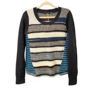NWT Prana Seffi Wool-Blend Crewneck Sweater Nautical Striped Women's Size Small thumbnail 2