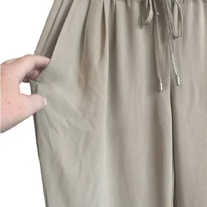 Zara‎ Women Minimalist Crinkle Lounge Pants XS Tan Tapered Elastic Waist Casual thumbnail 5