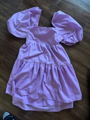 Puff Sleeve Dress Purple thumbnail 1