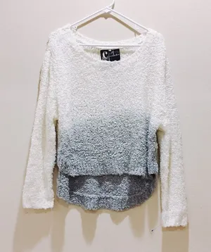 🎈Light ash blue ombré crew neck sweater top White thumbnail 1
