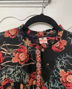 Women’s Floral Long Sleeve A-line Mid Length Georgette Lined Dress thumbnail 4