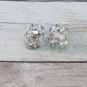 Vintage Clip On Earrings Iridescent 5/8" thumbnail 3