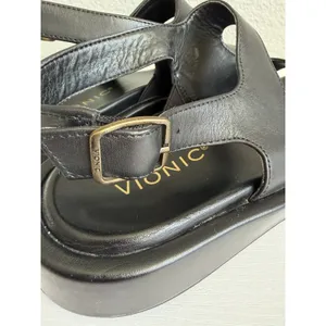 Vionic Madera Women's Size 8 Black Leather Slingback Platform Sandals thumbnail 4