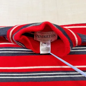 Pendleton Vintage Mock Neck Striped Sweater Women's Size M Red Black thumbnail 3