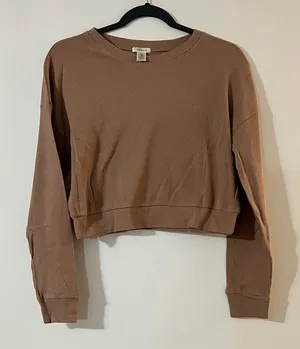 Bozzolo Women's Tan Cropped waffle long sleeved thumbnail 1