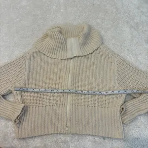 Aerie Womens XS Cream Knit Mock Zip Up Costal Cozy Casual Beachy Summer Cotton thumbnail 3