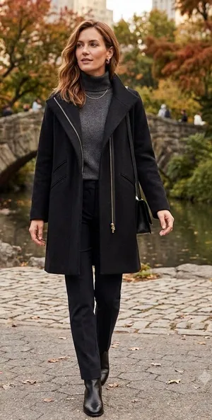 J.Crew Italian Stadium Cloth Nello Gori Wool Blend Zip Coat - Size 4 - Black thumbnail 1
