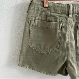American Eagle Muted Army Green Button Fly Fray Hem Shorts Cargo Utility Style thumbnail 4