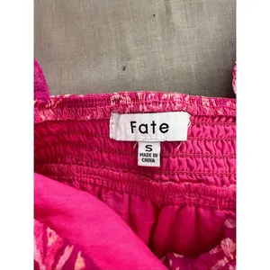 Fate Pink White Paisley V-Neck Chic Ruffle Tiered Sleeveless Mini Dress Small thumbnail 7