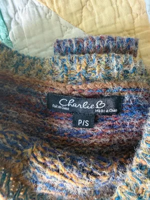 Charlie B Rainbow Cable Knit Crewneck Sweater thumbnail 4