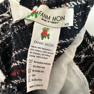 FANM MON Tweed Tartan Plaid Embroidered Square Neck Peplum Top XS NWT thumbnail 5
