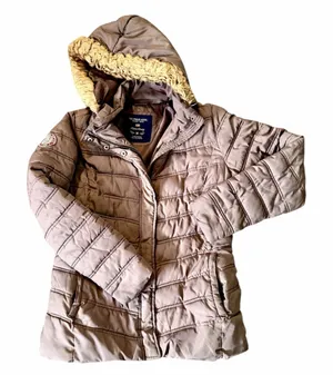 U.S. Polo & ASSN. Gray Hooded Puffer Sz M thumbnail 1