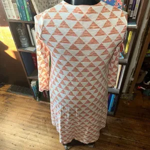 Lularoe orange triangle S lightweight Sarah sweater duster with pockets thumbnail 2