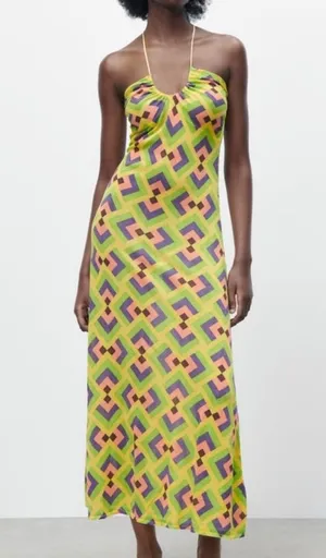 Zara geometrical jacquard knit dress NEW thumbnail 1