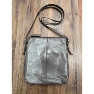 Hobo The Original Gray Leather Crossbody Bag Shoulder Purse Organizer thumbnail 3