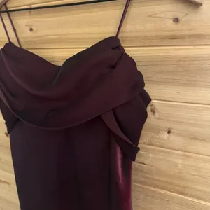 Vintage Betsy & Adam Size Small Burgundy Stain Drapey Bodice Prom Gown Vampire thumbnail 7
