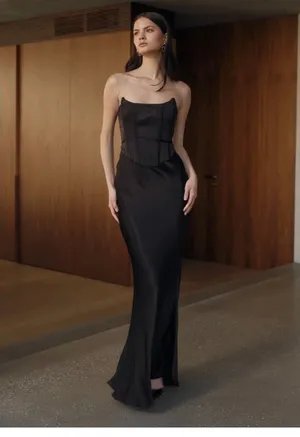 Black corset maxi dress Meshki Harlow dress thumbnail 4
