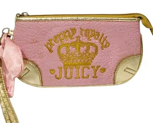 Juicy Couture Y2K‎ Pink Gold preppy royalty Wristlet Wallet Clutch thumbnail 1