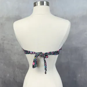 Hula Honey Bikini Swim Top‎ Size Medium Aztec Ruffle Bandeau Boho Indie Festival thumbnail 3