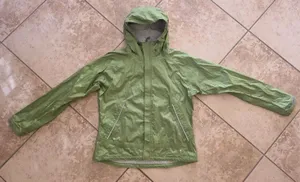 ISIS Waterproof Women’s Jacket Medium Green Hooded Pockets Zip Shell FLAW thumbnail 1