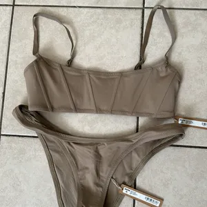 SKIMS NWT Micro Corset Bikini Top - Desert and Bottom cheeky tanga size S thumbnail 3