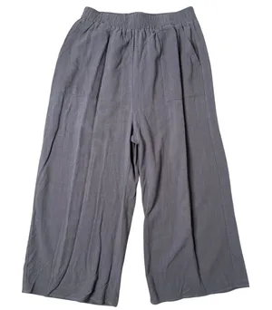 Lagenlook Linen Blend Wide Leg Palazzo Crop Pants Size M‎ High Waisted BOHO thumbnail 1