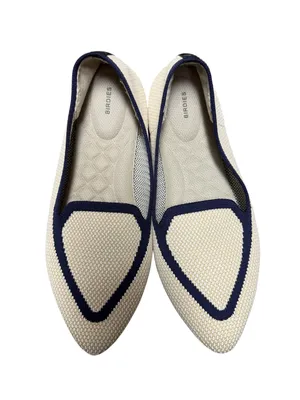 Birdies Blackbird Womens Flats Knit Woven Loafers Slip-On Eggshell Navy 9.5 thumbnail 4