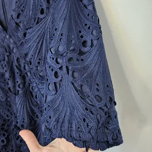 Adelyn Rae Harper Lace Mini Dress Cocktail Scallop Navy Blue Empire-waist V-neck thumbnail 9