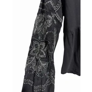 Free People‎ Penny Embroidered Peplum Top Black Women's Size XS thumbnail 8