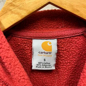 Carhartt Women's Muted Red Embroidered Logo Full Zip Hoodie Jacket Small S thumbnail 3
