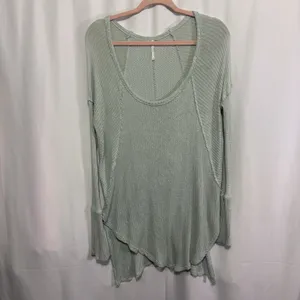 Free People Ventura Waffle Knit Light Blue Scoop Neck Tunic Women’s Medium M thumbnail 3