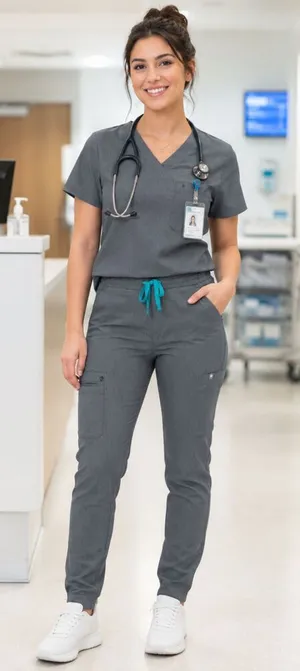 Figs Yola Skinny Scrub Pants Womens Small Nursing Medical Uniform Graphite Gray thumbnail 1