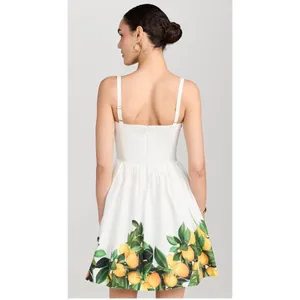 Amanda Uprichard Napoli Lemon Print Cotton Mini Dress White Size‎ S thumbnail 14