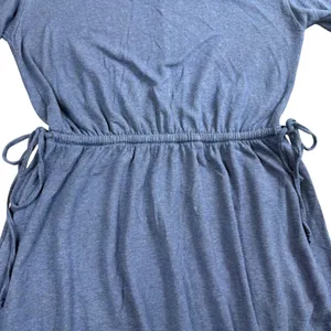 Old Navy Linen Blend T-Shirt Dress Womens Medium Blue Elastic Tie Waist Mini‎ thumbnail 8