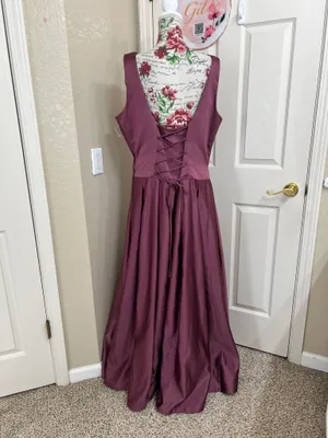 Mary's Bridal Satin A-Line Formal Gown Dress Plum Plus Size 20 NWOT thumbnail 4