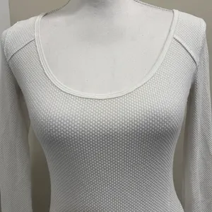 We the Free White Scoop Neck Waffle Knit Thermal Bandana Crochet Cuff Sz XS Boho thumbnail 5