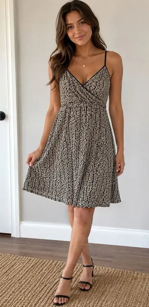 Vintage Max Studio Y2K Tank Slip Dress Slinky Sz.Medium~Made In USA~Black/Beige thumbnail 1