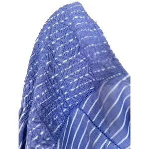 Free People Lola Boho Striped Tiered Dress Chambray Blue Embroidered Lagenlook‎ thumbnail 6