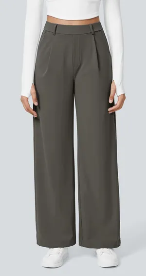 Halara High Waist Straight Leg Work Pants Stretch Comfort Deep Red Grey S Reg thumbnail 1