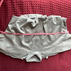 Women’s Faux Suede Moto Jacket Gray Oversized Zip Front Utility Details M thumbnail 6