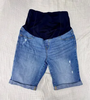 Women's Isabel Maternity Blue Distressed Bermuda Shorts Size 8 thumbnail 1
