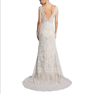 Women’s Bohemian Wedding Dress with Nude Lining Zip Up Back Size 2 NWT thumbnail 2
