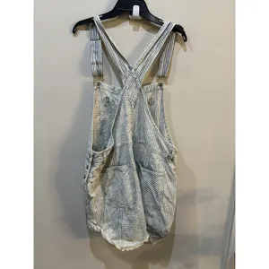 Free People Ziggy Denim Shortalls in a striped "Find Your Way Back" wash Size XL thumbnail 3