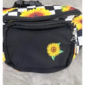 Spencer's Fanny Pack OS Black Sunflower 90s Checkered Travel Festival Belt Bag thumbnail 3